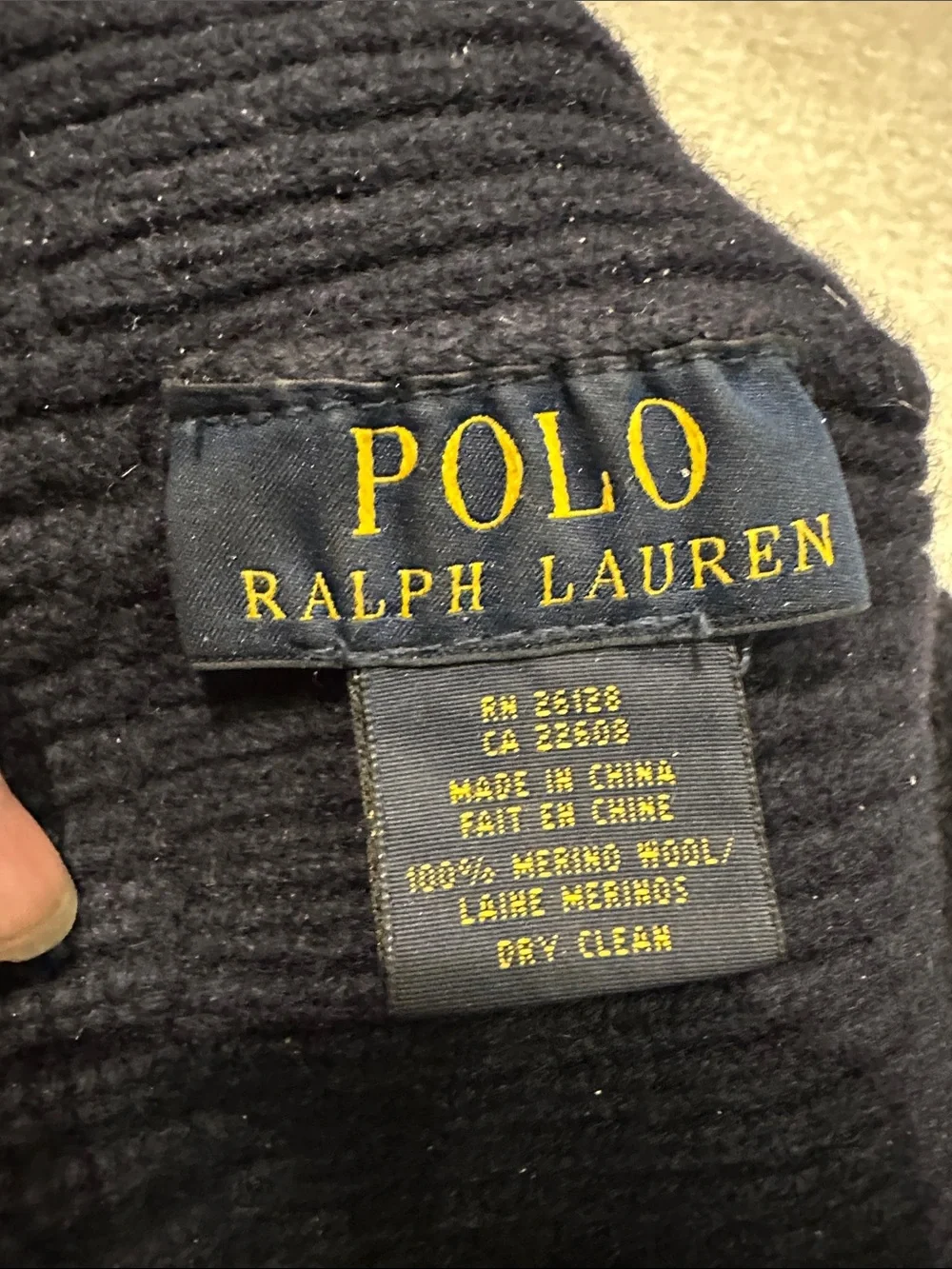 Ralph Lauren Navy Ribbed Knit Beanie with Polo Player Embroidery - Picture 3 of 3